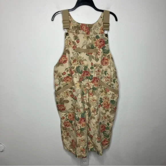 Handmade floral Jean Shortalls overalls casual approximately women’s size XL - Picture 1 of 12